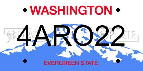 4ARO22 Washington License Plate