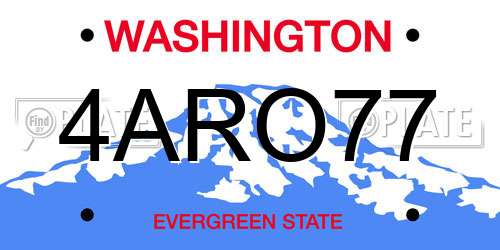 4ARO77 Washington License Plate