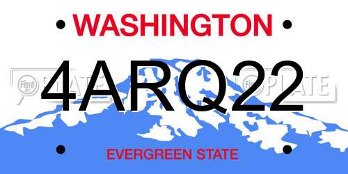 4ARQ22 Washington License Plate