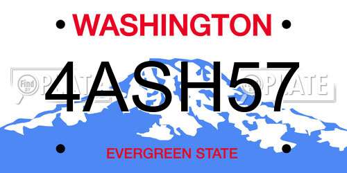 4ASH57 Washington License Plate
