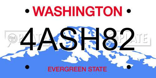 4ASH82 Washington License Plate