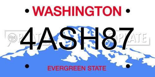 4ASH87 Washington License Plate