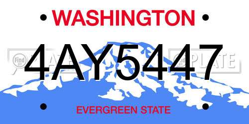 4AY5447 Washington License Plate
