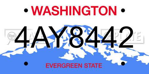 4AY8442 Washington License Plate