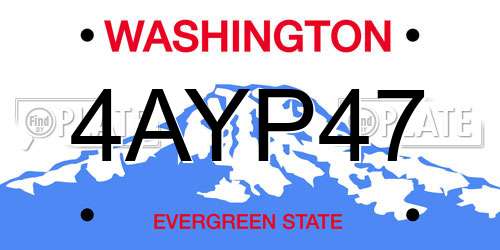 4AYP47 Washington License Plate