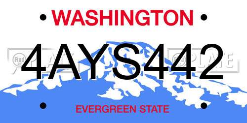 4AYS442 Washington License Plate