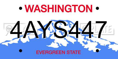 4AYS447 Washington License Plate