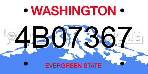 4B07367 Washington License Plate