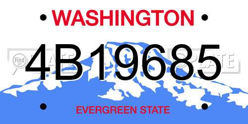 4B19685 Washington License Plate