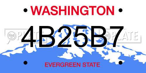 4B25B7 Washington License Plate