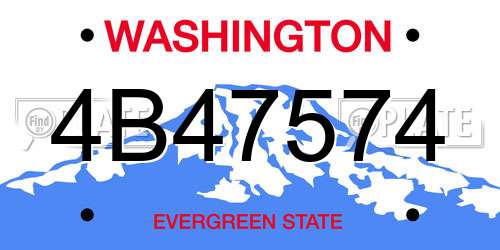 4B47574 Washington License Plate
