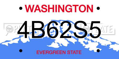 4B62S5 Washington License Plate