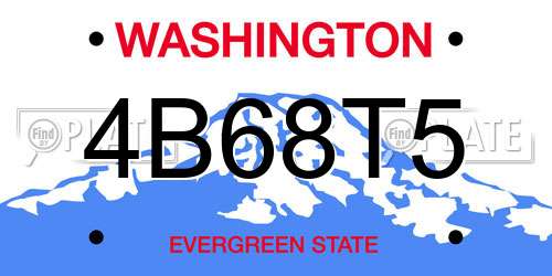4B68T5 Washington License Plate