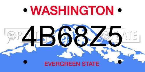 4B68Z5 Washington License Plate