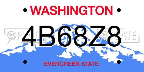 4B68Z8 Washington License Plate