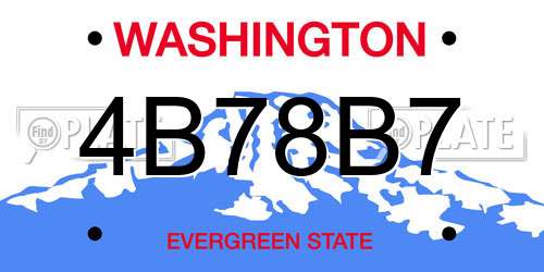4B78B7 Washington License Plate