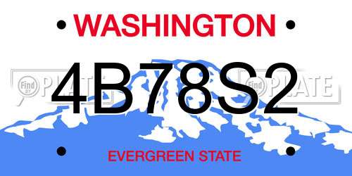 4B78S2 Washington License Plate