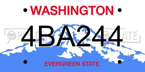 4BA244 Washington License Plate