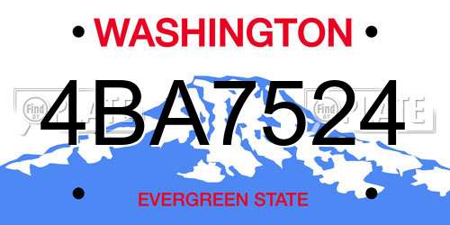 4BA7524 Washington License Plate