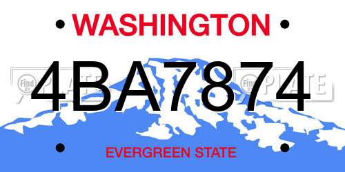 4BA7874 Washington License Plate