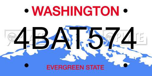 4BAT574 Washington License Plate