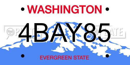 4BAY85 Washington License Plate