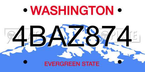 4BAZ874 Washington License Plate