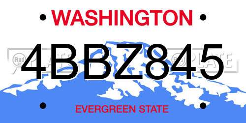 4BBZ845 Washington License Plate