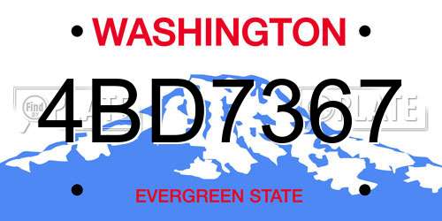 4BD7367 Washington License Plate