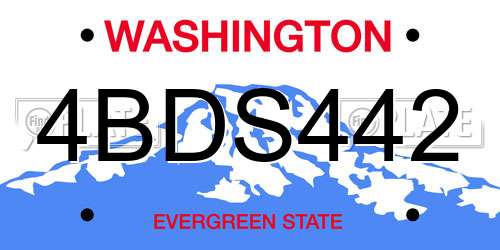 4BDS442 Washington License Plate