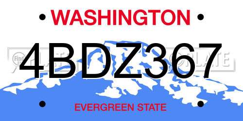 4BDZ367 Washington License Plate