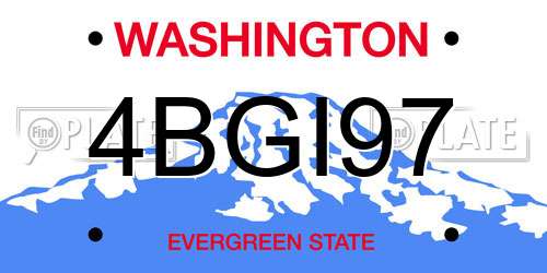 4BGI97 Washington License Plate