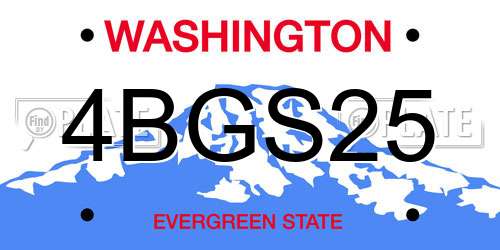 4BGS25 Washington License Plate