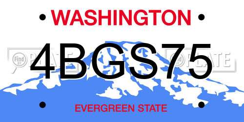 4BGS75 Washington License Plate