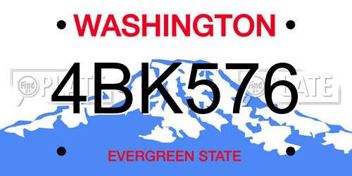 4BK576 Washington License Plate