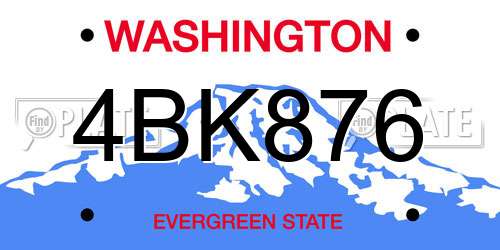 4BK876 Washington License Plate