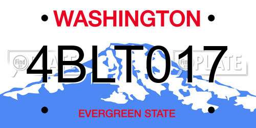 4BLT017 Washington License Plate