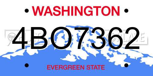 4BO7362 Washington License Plate