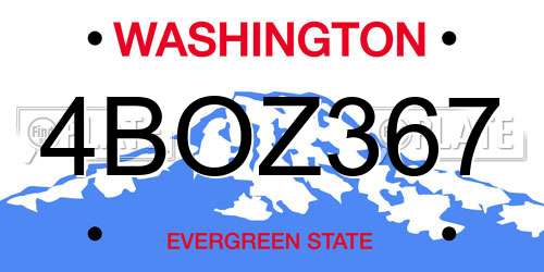 4BOZ367 Washington License Plate