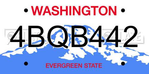 4BQB442 Washington License Plate