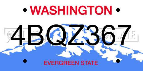 4BQZ367 Washington License Plate