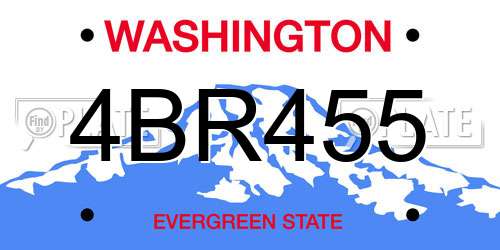 4BR455 Washington License Plate