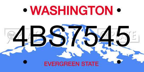 4BS7545 Washington License Plate
