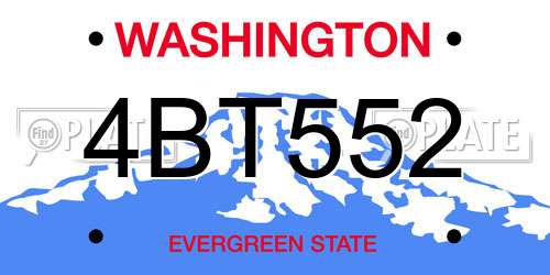4BT552 Washington License Plate