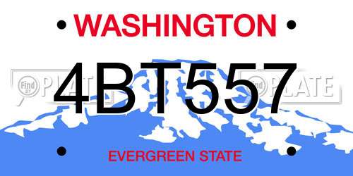 4BT557 Washington License Plate