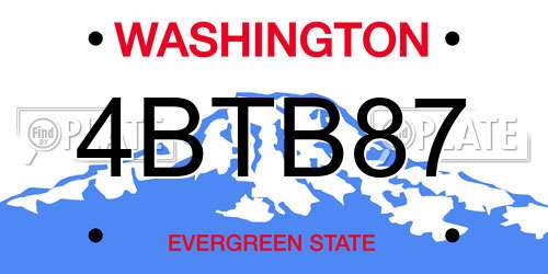 4BTB87 Washington License Plate