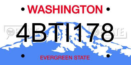 4BTI178 Washington License Plate