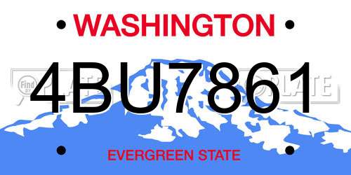 4BU7861 Washington License Plate