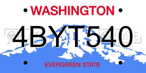 4BYT540 Washington License Plate