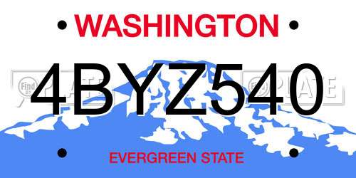 4BYZ540 Washington License Plate